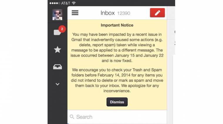 Rossz üzeneteket törölhetett a Gmail kép