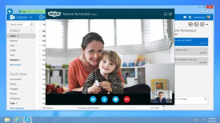 Már az Outlookból is használható a Skype kép