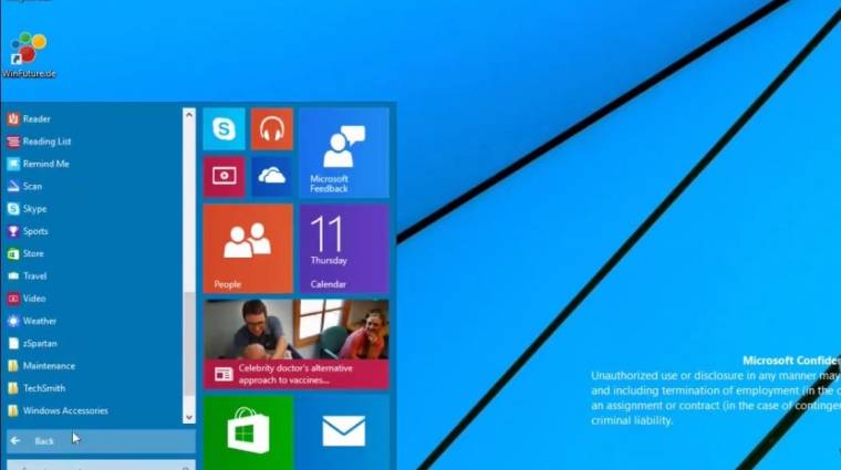 Videón a Windows 9 Start menüje kép