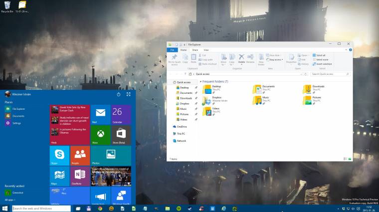 Tesztpadon a Windows 10 januári előzetese kép