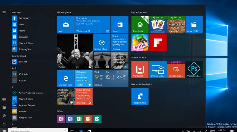 Telepíthető a Windows 10 Insider Preview build 14342 kép
