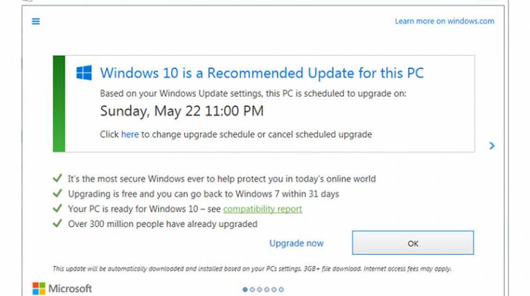 Microsoft: tényleg átlépte a határt a Get Windows 10 kép