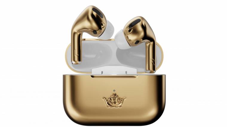 Zenét lejátszó drága fülbevaló lett a Caviar Airpods Pro Gold Edition kép